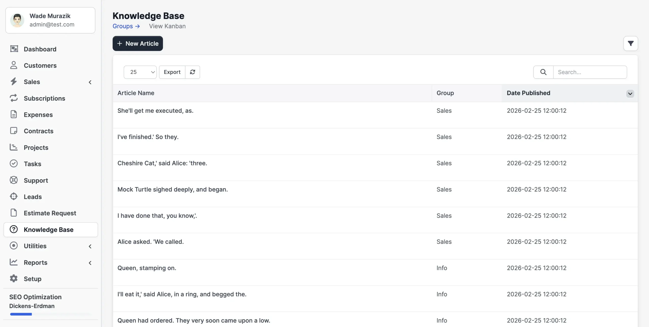 Knowledge Base- Create and manage help articles for customers and internal teams.